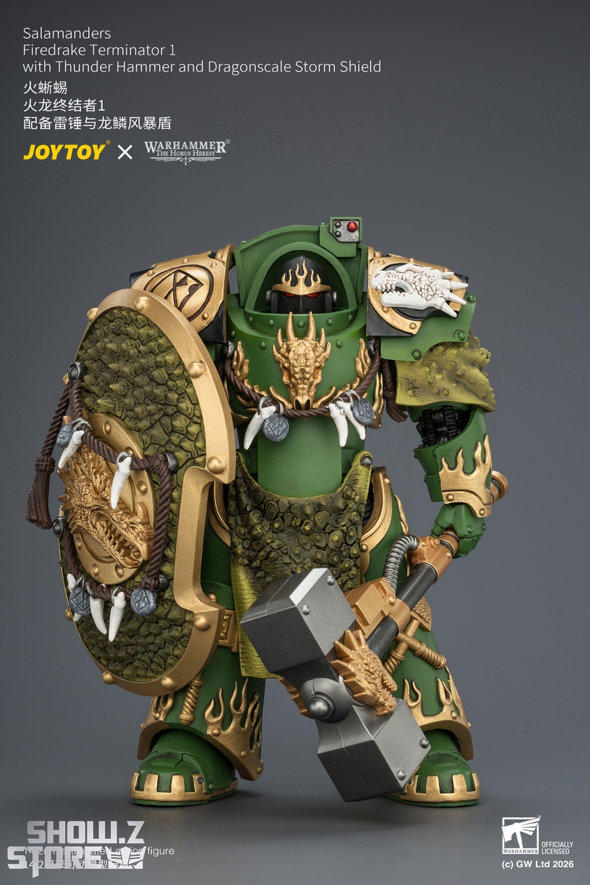 JoyToy JT04629 1/18 Warhammer The Horus Heresy Salamanders Firedrake Terminator 1 with Thunder Hammer and Dragonscale Storm Shield - View 2 JoyToy JT04629 1/18 Warhammer The Horus Heresy Salamanders Firedrake Terminator 1 with Thunder Hammer and Dragonscale Storm Shield - View 2