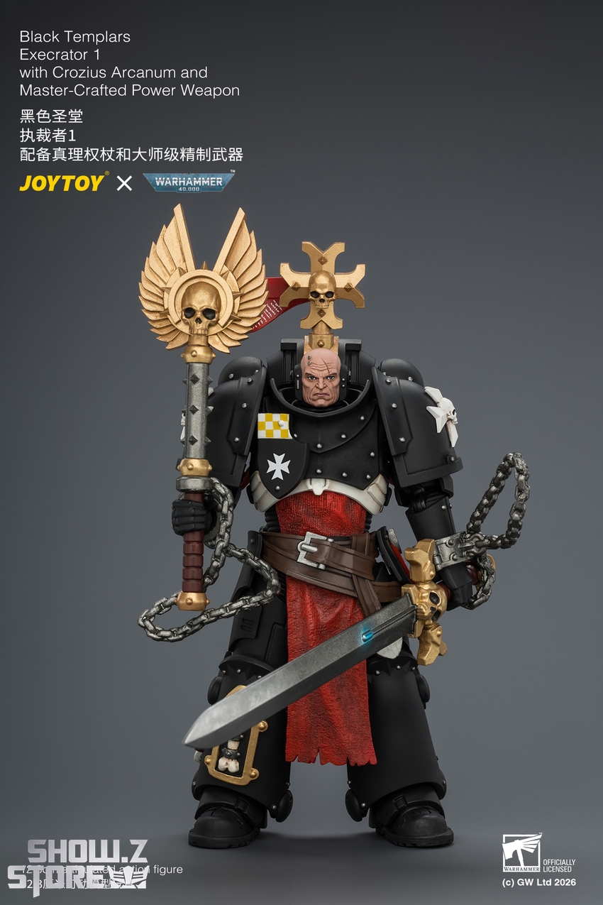 JoyToy JT04865 1/18 Warhammer 40K Black Templars Execrator 1 with Crozius Arcanum and Master-Crafted Power Weapon - View 2 JoyToy JT04865 1/18 Warhammer 40K Black Templars Execrator 1 with Crozius Arcanum and Master-Crafted Power Weapon - View 2