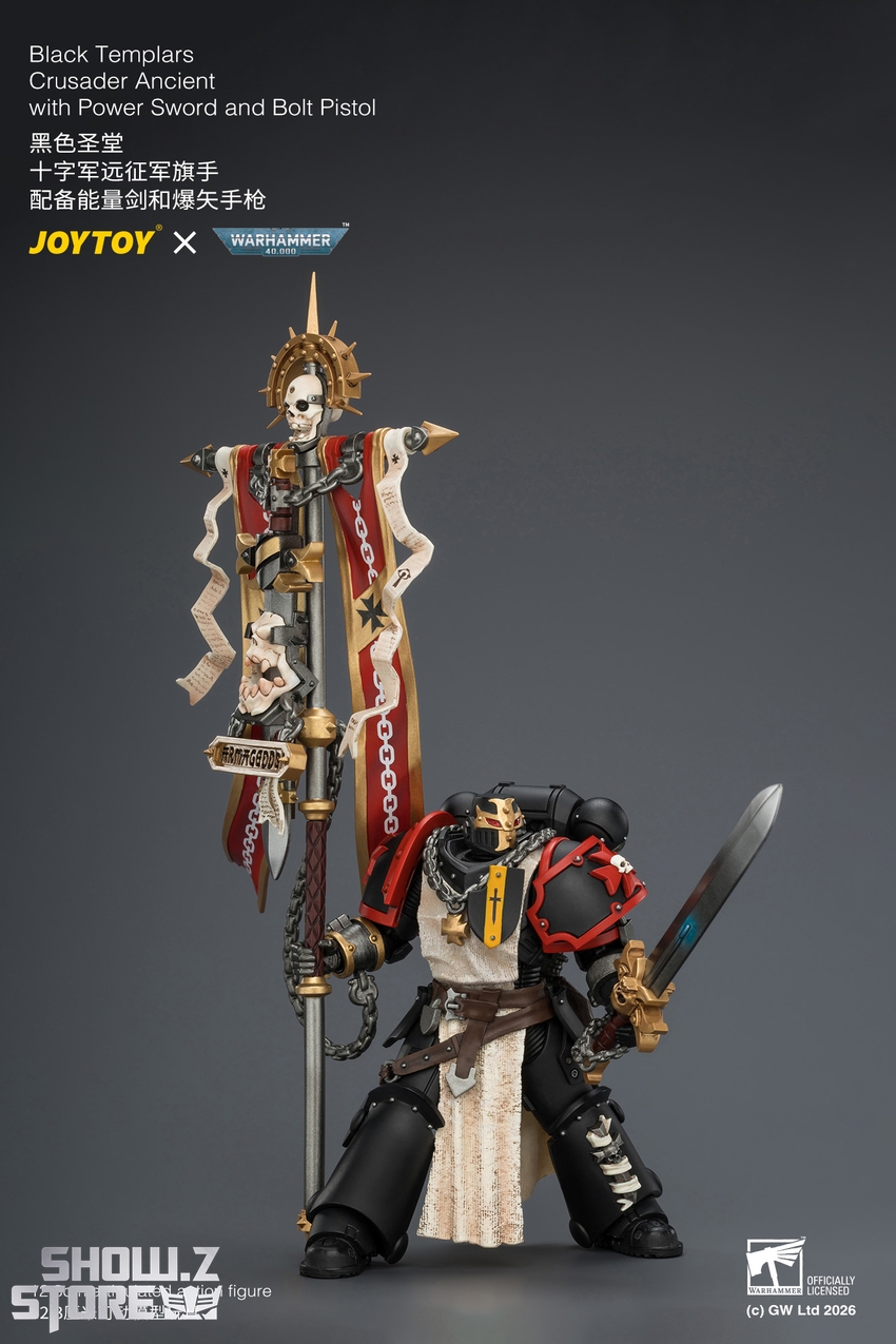 JoyToy JT04735 1/18 Warhammer 40k Black Templars Crusader Ancient with Power Sword and Bolt Pistol - View 5 JoyToy JT04735 1/18 Warhammer 40k Black Templars Crusader Ancient with Power Sword and Bolt Pistol - View 5