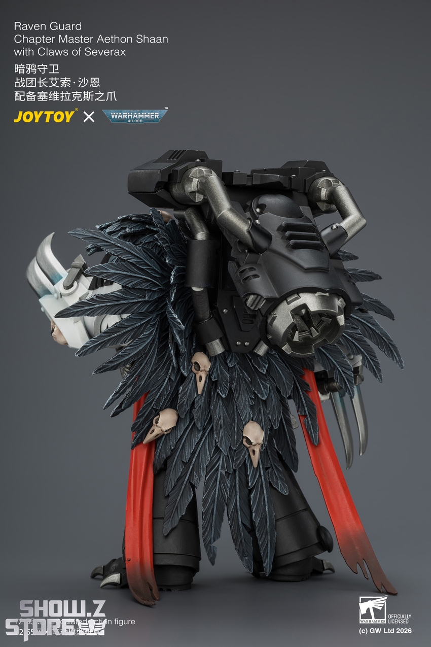 JoyToy JT04742 1/18 Warhammer 40k Raven Guard Chapter Master Aethon Shaan with Claws of Severax and Heavy Bolt Pistol - View 3 JoyToy JT04742 1/18 Warhammer 40k Raven Guard Chapter Master Aethon Shaan with Claws of Severax and Heavy Bolt Pistol - View 3