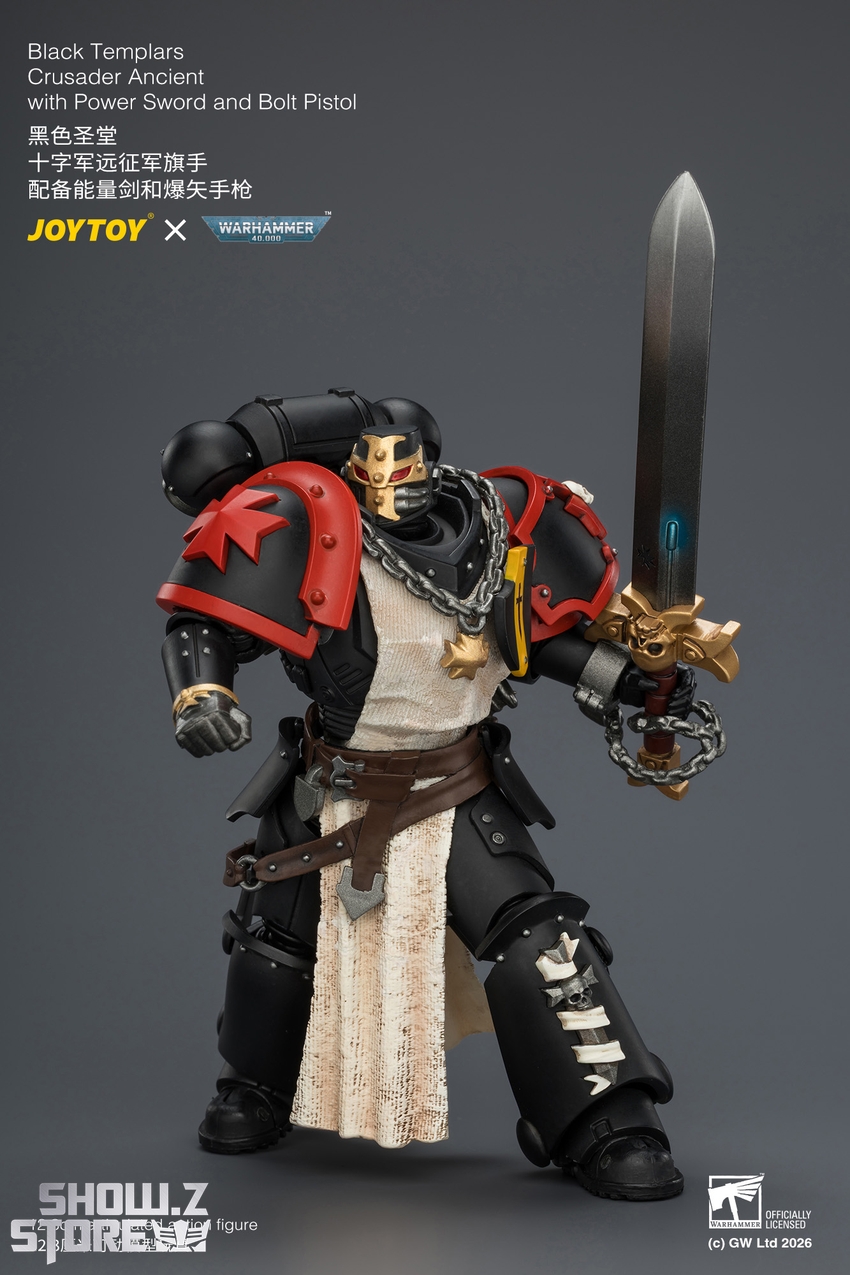 JoyToy JT04735 1/18 Warhammer 40k Black Templars Crusader Ancient with Power Sword and Bolt Pistol - View 8 JoyToy JT04735 1/18 Warhammer 40k Black Templars Crusader Ancient with Power Sword and Bolt Pistol - View 8