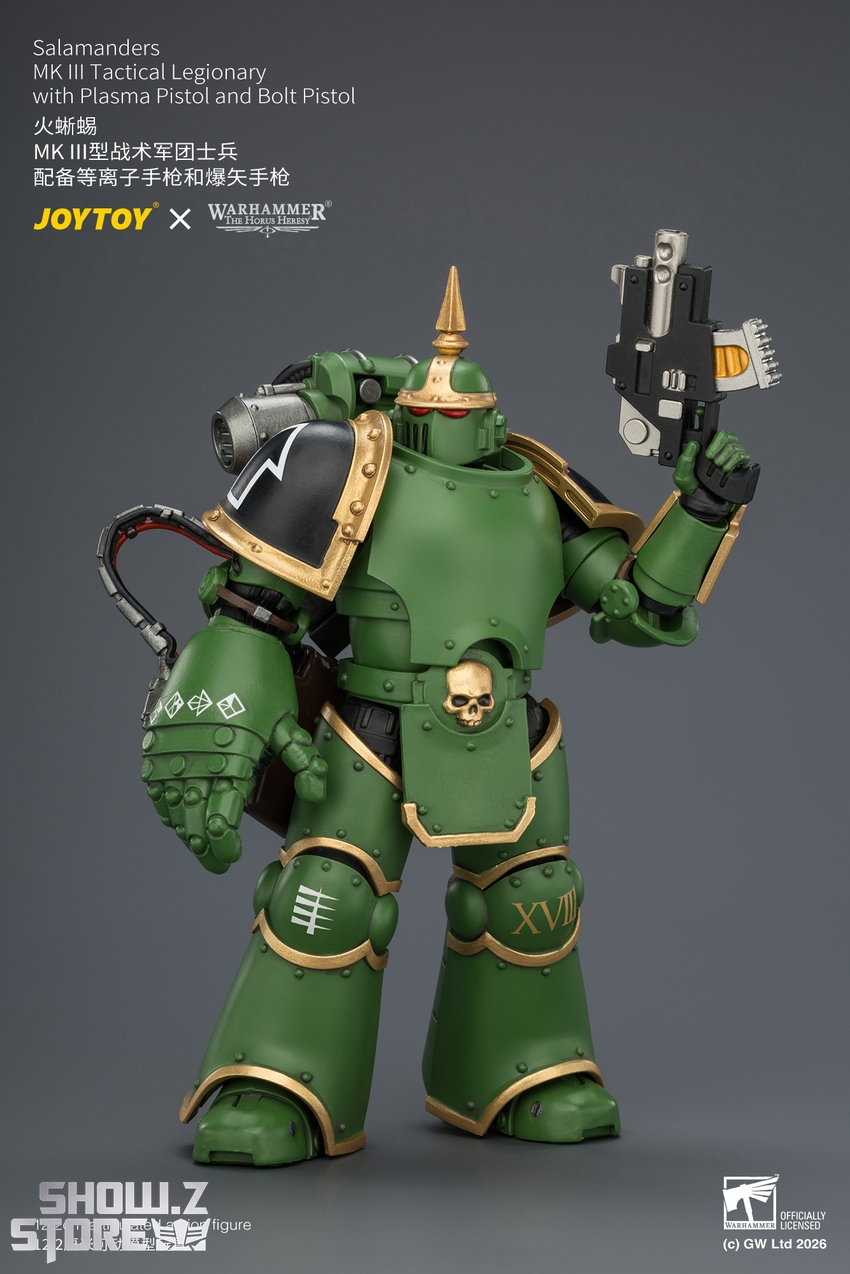 JoyToy JT04643 1/18 Warhammer The Horus Heresy Salamanders MK III Tactical Legionary with Plasma Pistol and Bolt Pistol - View 3 JoyToy JT04643 1/18 Warhammer The Horus Heresy Salamanders MK III Tactical Legionary with Plasma Pistol and Bolt Pistol - View 3