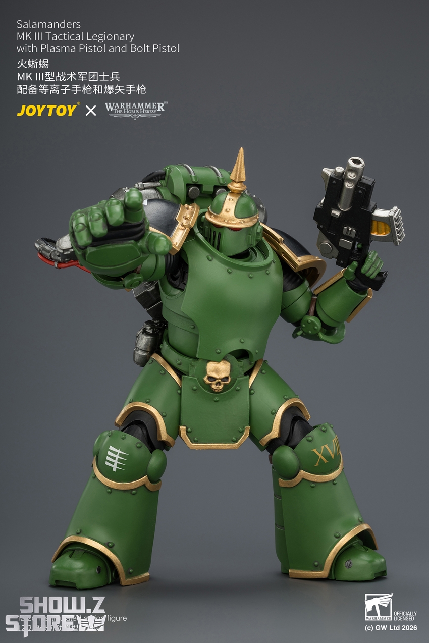 JoyToy JT04643 1/18 Warhammer The Horus Heresy Salamanders MK III Tactical Legionary with Plasma Pistol and Bolt Pistol - View 6 JoyToy JT04643 1/18 Warhammer The Horus Heresy Salamanders MK III Tactical Legionary with Plasma Pistol and Bolt Pistol - View 6