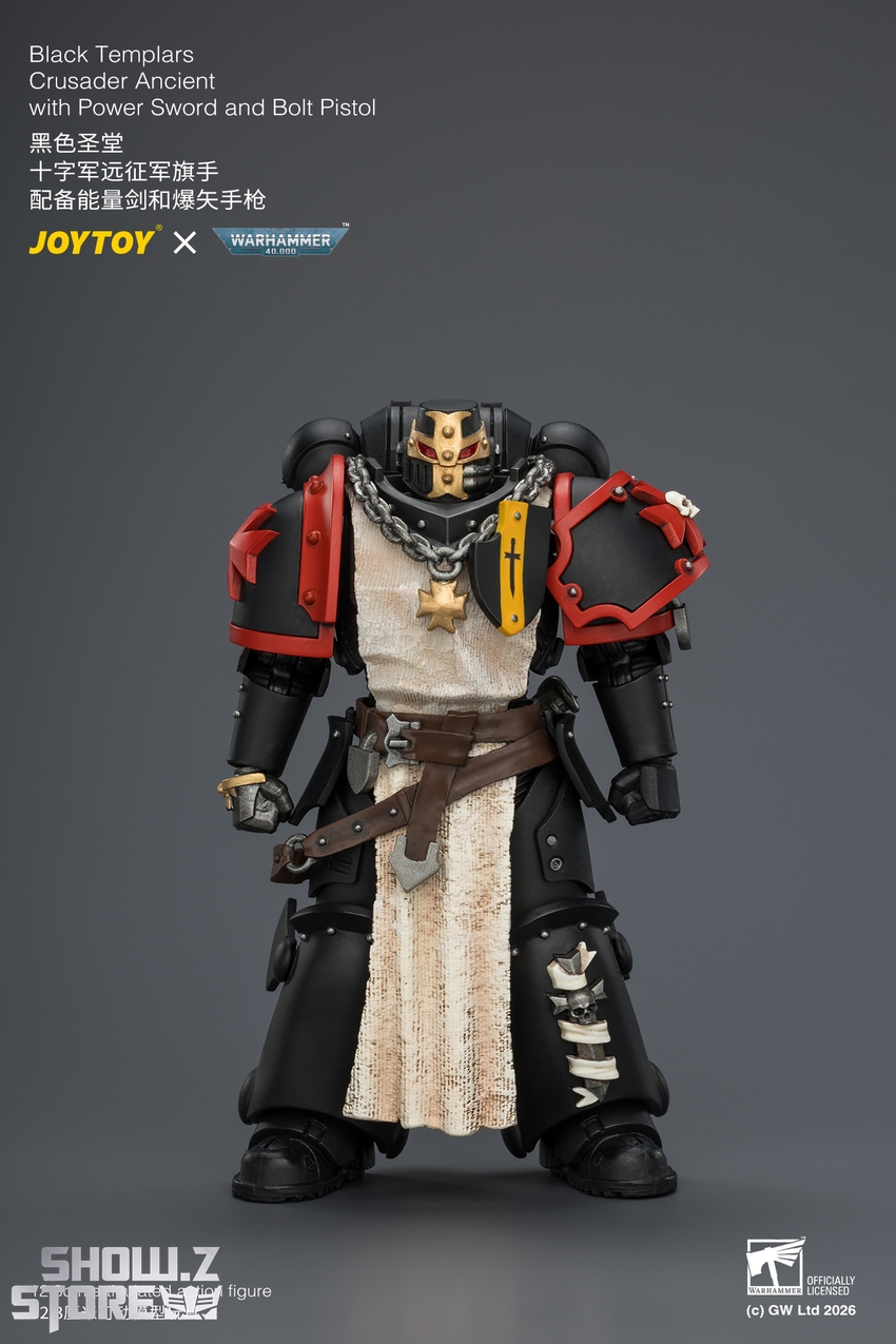 JoyToy JT04735 1/18 Warhammer 40k Black Templars Crusader Ancient with Power Sword and Bolt Pistol - View 1 JoyToy JT04735 1/18 Warhammer 40k Black Templars Crusader Ancient with Power Sword and Bolt Pistol - View 1