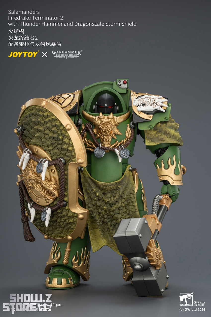 JoyToy JT04636 1/18 Warhammer The Horus Heresy Salamanders Firedrake Terminator 2 with Thunder Hammer and Dragonscale Storm Shield - View 2 JoyToy JT04636 1/18 Warhammer The Horus Heresy Salamanders Firedrake Terminator 2 with Thunder Hammer and Dragonscale Storm Shield - View 2