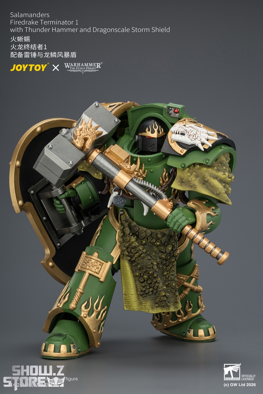 JoyToy JT04629 1/18 Warhammer The Horus Heresy Salamanders Firedrake Terminator 1 with Thunder Hammer and Dragonscale Storm Shield - View 5 JoyToy JT04629 1/18 Warhammer The Horus Heresy Salamanders Firedrake Terminator 1 with Thunder Hammer and Dragonscale Storm Shield - View 5