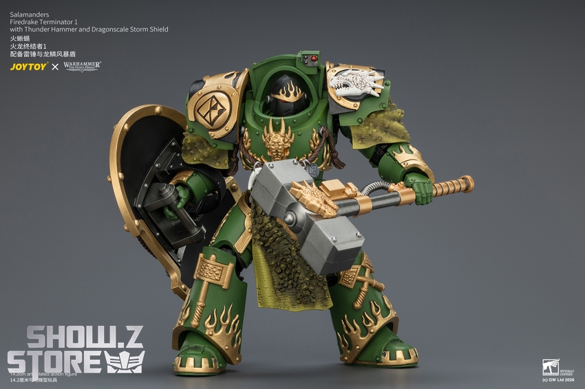 JoyToy JT04629 1/18 Warhammer The Horus Heresy Salamanders Firedrake Terminator 1 with Thunder Hammer and Dragonscale Storm Shield - View 8 JoyToy JT04629 1/18 Warhammer The Horus Heresy Salamanders Firedrake Terminator 1 with Thunder Hammer and Dragonscale Storm Shield - View 8