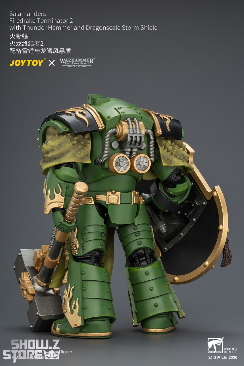 JoyToy JT04636 1/18 Warhammer The Horus Heresy Salamanders Firedrake Terminator 2 with Thunder Hammer and Dragonscale Storm Shield - View 4 JoyToy JT04636 1/18 Warhammer The Horus Heresy Salamanders Firedrake Terminator 2 with Thunder Hammer and Dragonscale Storm Shield - View 4