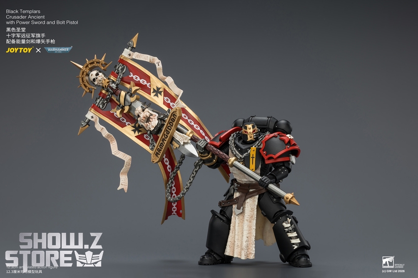JoyToy JT04735 1/18 Warhammer 40k Black Templars Crusader Ancient with Power Sword and Bolt Pistol - View 7 JoyToy JT04735 1/18 Warhammer 40k Black Templars Crusader Ancient with Power Sword and Bolt Pistol - View 7