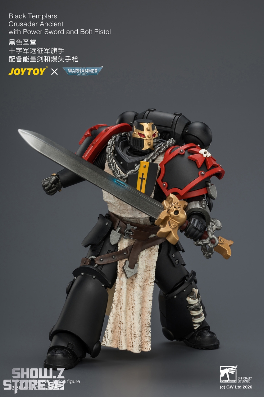 JoyToy JT04735 1/18 Warhammer 40k Black Templars Crusader Ancient with Power Sword and Bolt Pistol - View 9 JoyToy JT04735 1/18 Warhammer 40k Black Templars Crusader Ancient with Power Sword and Bolt Pistol - View 9