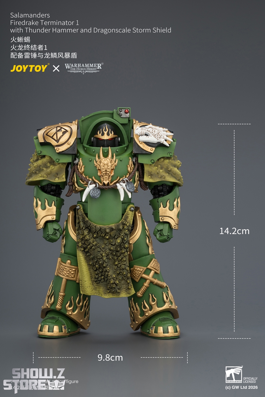 JoyToy JT04629 1/18 Warhammer The Horus Heresy Salamanders Firedrake Terminator 1 with Thunder Hammer and Dragonscale Storm Shield - View 9 JoyToy JT04629 1/18 Warhammer The Horus Heresy Salamanders Firedrake Terminator 1 with Thunder Hammer and Dragonscale Storm Shield - View 9