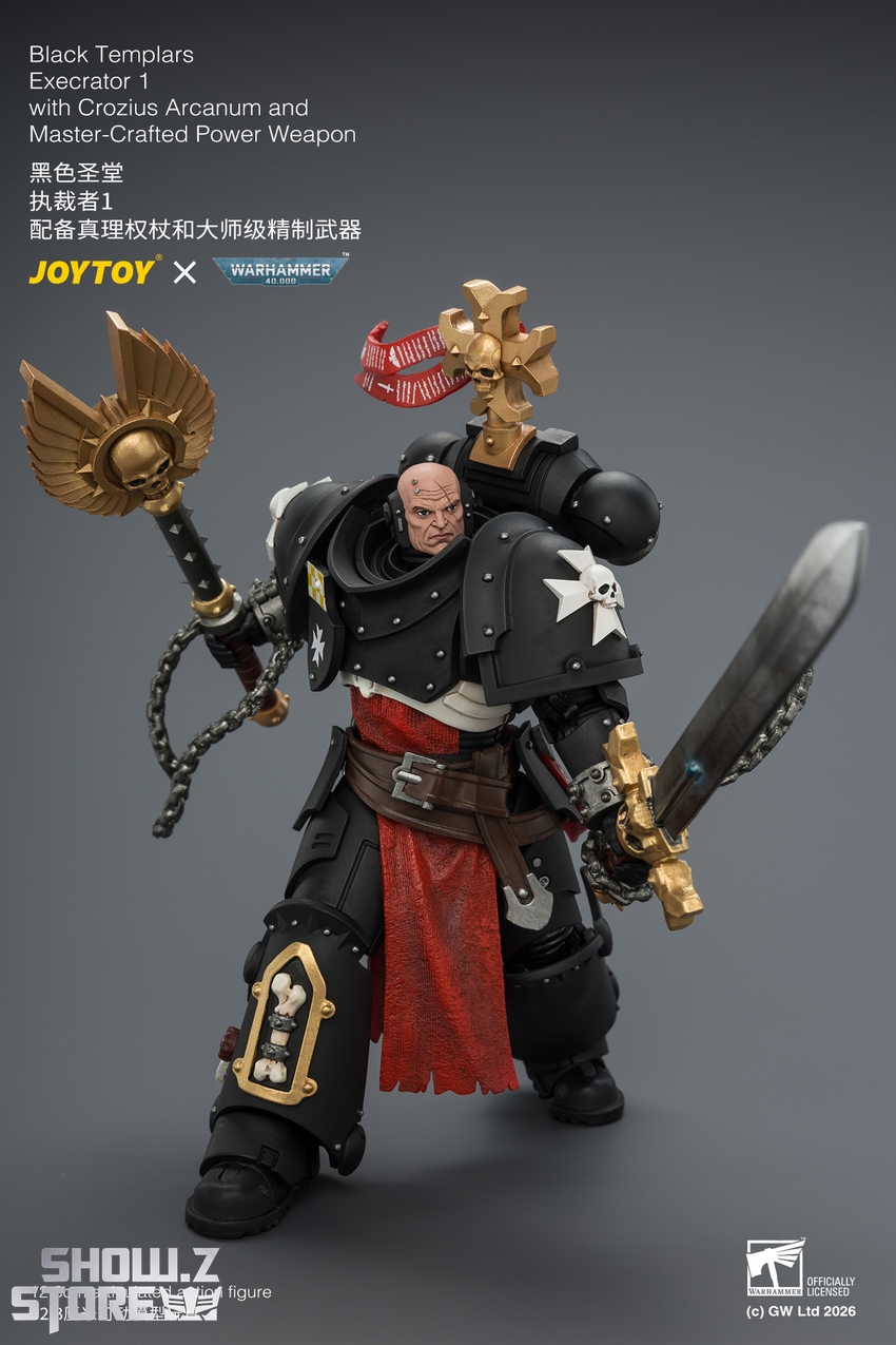 JoyToy JT04865 1/18 Warhammer 40K Black Templars Execrator 1 with Crozius Arcanum and Master-Crafted Power Weapon - View 9 JoyToy JT04865 1/18 Warhammer 40K Black Templars Execrator 1 with Crozius Arcanum and Master-Crafted Power Weapon - View 9