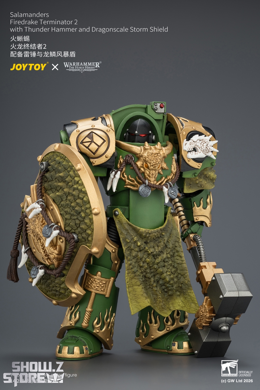 JoyToy JT04636 1/18 Warhammer The Horus Heresy Salamanders Firedrake Terminator 2 with Thunder Hammer and Dragonscale Storm Shield - View 3 JoyToy JT04636 1/18 Warhammer The Horus Heresy Salamanders Firedrake Terminator 2 with Thunder Hammer and Dragonscale Storm Shield - View 3