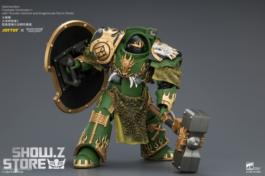 JoyToy JT04629 1/18 Warhammer The Horus Heresy Salamanders Firedrake Terminator 1 with Thunder Hammer and Dragonscale Storm Shield - View 7 JoyToy JT04629 1/18 Warhammer The Horus Heresy Salamanders Firedrake Terminator 1 with Thunder Hammer and Dragonscale Storm Shield - View 7