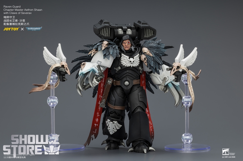 JoyToy JT04742 1/18 Warhammer 40k Raven Guard Chapter Master Aethon Shaan with Claws of Severax and Heavy Bolt Pistol - View 7 JoyToy JT04742 1/18 Warhammer 40k Raven Guard Chapter Master Aethon Shaan with Claws of Severax and Heavy Bolt Pistol - View 7