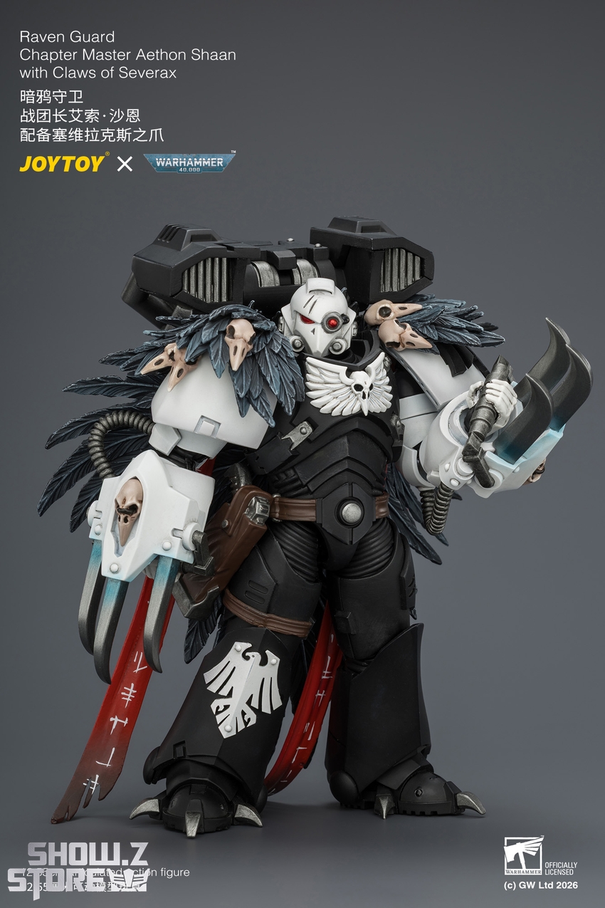JoyToy JT04742 1/18 Warhammer 40k Raven Guard Chapter Master Aethon Shaan with Claws of Severax and Heavy Bolt Pistol - View 2 JoyToy JT04742 1/18 Warhammer 40k Raven Guard Chapter Master Aethon Shaan with Claws of Severax and Heavy Bolt Pistol - View 2