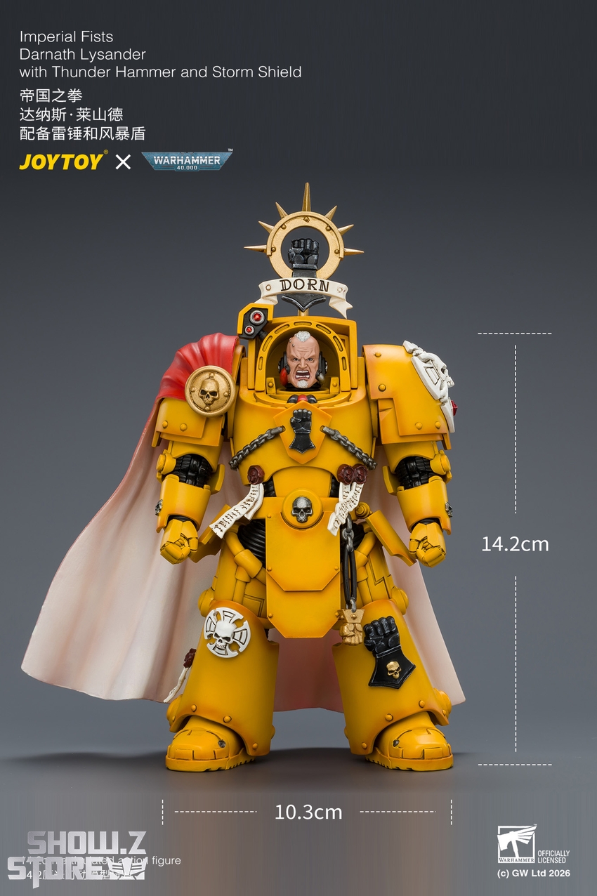JoyToy JT04896 1/18 Warhammer 40K Imperial Fists Darnath Lysander with Thunder Hammer and Storm Shield - View 12 JoyToy JT04896 1/18 Warhammer 40K Imperial Fists Darnath Lysander with Thunder Hammer and Storm Shield - View 12