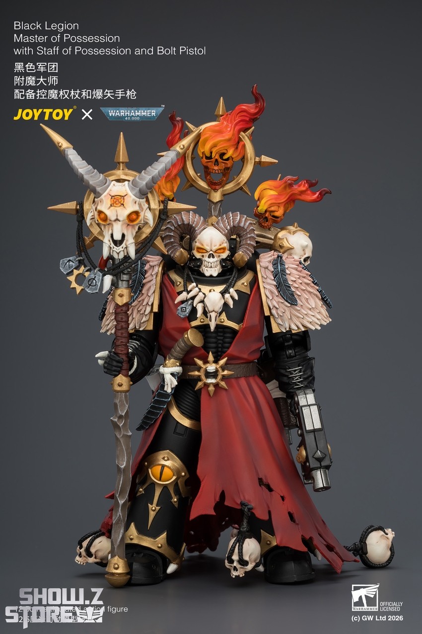 JoyToy JT04759 1/18 Warhammer 40k Black Legion Master of Possession with Staff of Possession and Bolt Pistol - View 2 JoyToy JT04759 1/18 Warhammer 40k Black Legion Master of Possession with Staff of Possession and Bolt Pistol - View 2