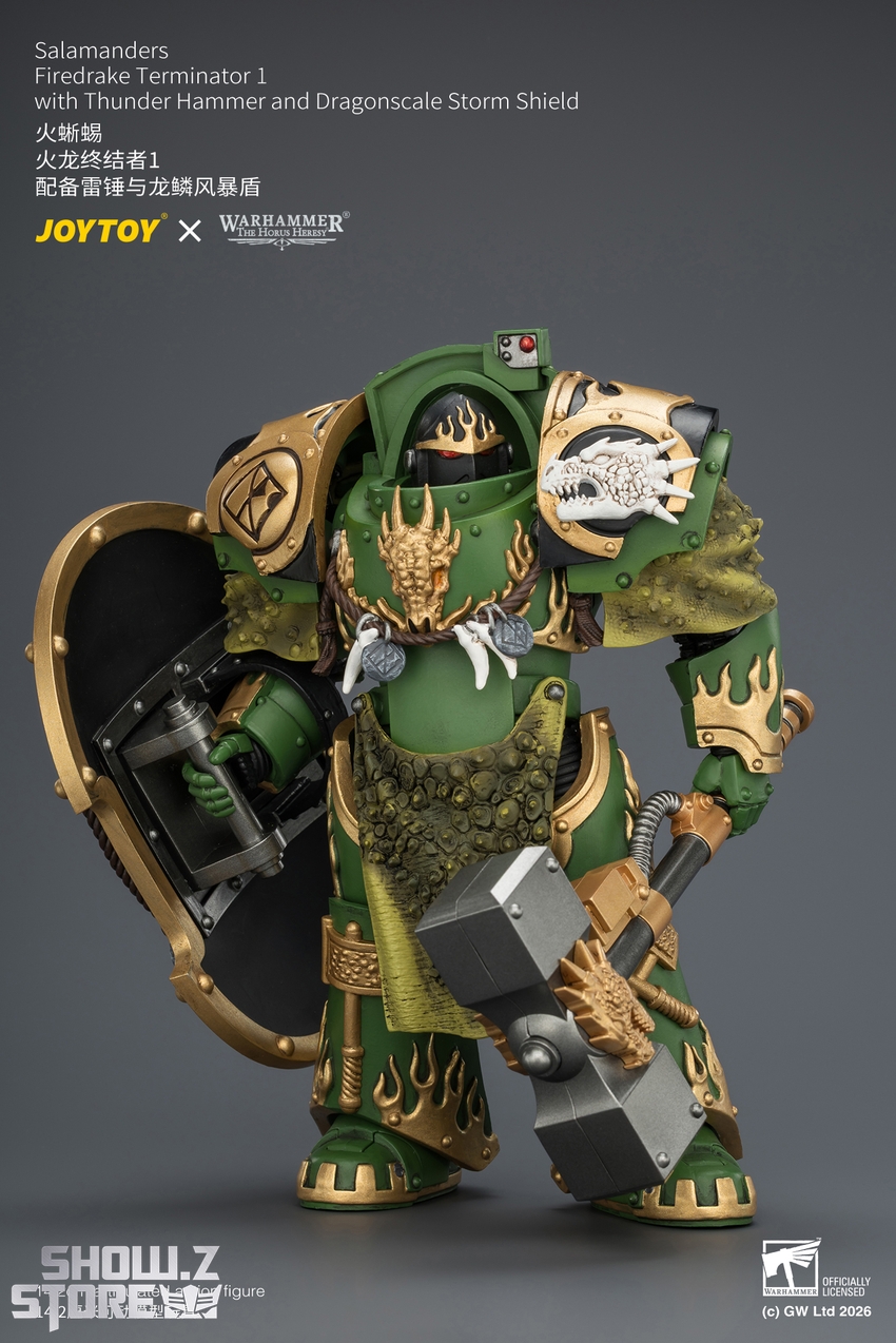 JoyToy JT04629 1/18 Warhammer The Horus Heresy Salamanders Firedrake Terminator 1 with Thunder Hammer and Dragonscale Storm Shield - View 3 JoyToy JT04629 1/18 Warhammer The Horus Heresy Salamanders Firedrake Terminator 1 with Thunder Hammer and Dragonscale Storm Shield - View 3