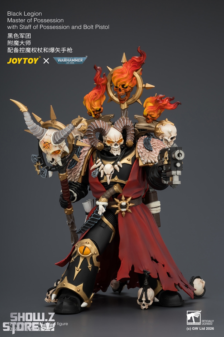 JoyToy JT04759 1/18 Warhammer 40k Black Legion Master of Possession with Staff of Possession and Bolt Pistol - View 5 JoyToy JT04759 1/18 Warhammer 40k Black Legion Master of Possession with Staff of Possession and Bolt Pistol - View 5