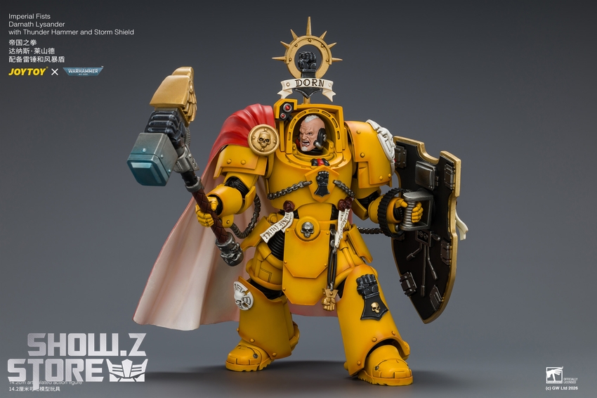 JoyToy JT04896 1/18 Warhammer 40K Imperial Fists Darnath Lysander with Thunder Hammer and Storm Shield - View 7 JoyToy JT04896 1/18 Warhammer 40K Imperial Fists Darnath Lysander with Thunder Hammer and Storm Shield - View 7