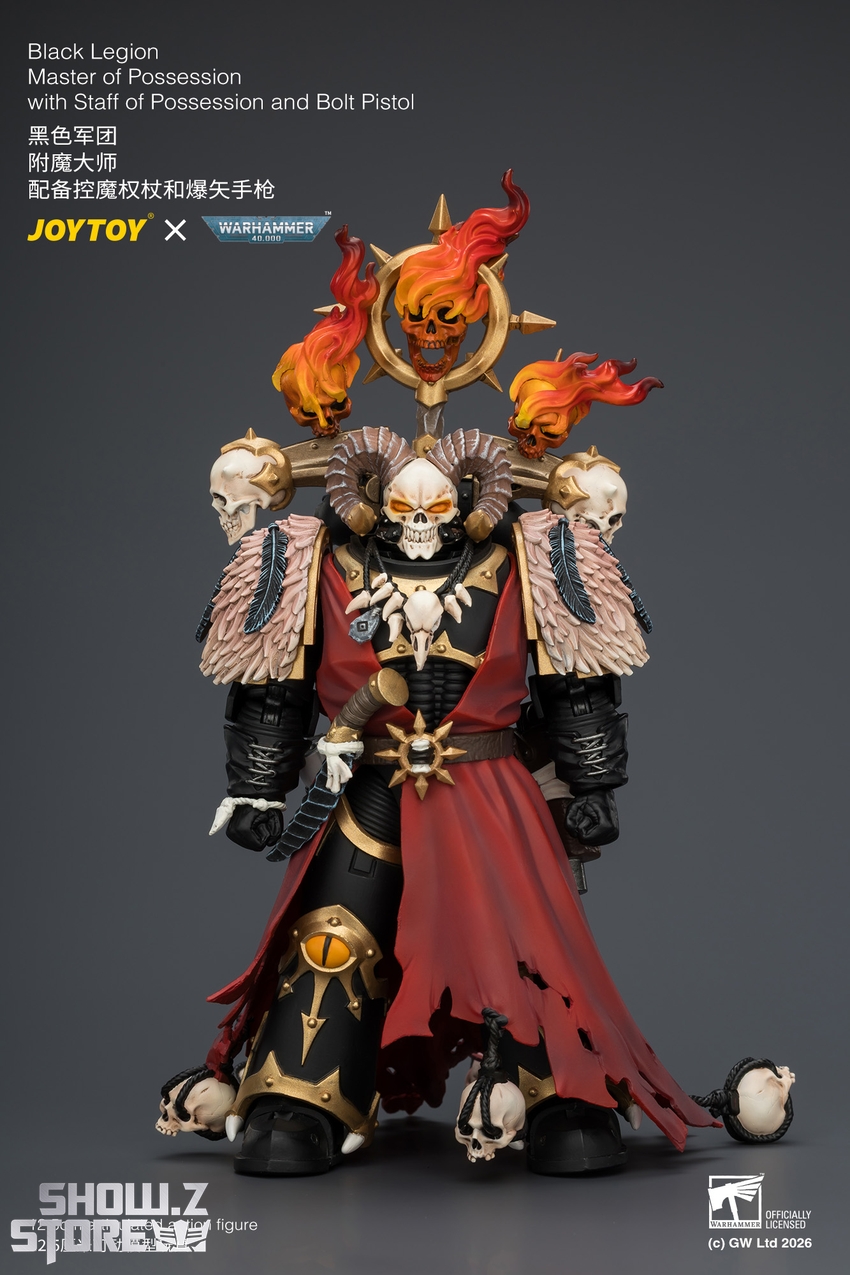 JoyToy JT04759 1/18 Warhammer 40k Black Legion Master of Possession with Staff of Possession and Bolt Pistol - View 1 JoyToy JT04759 1/18 Warhammer 40k Black Legion Master of Possession with Staff of Possession and Bolt Pistol - View 1
