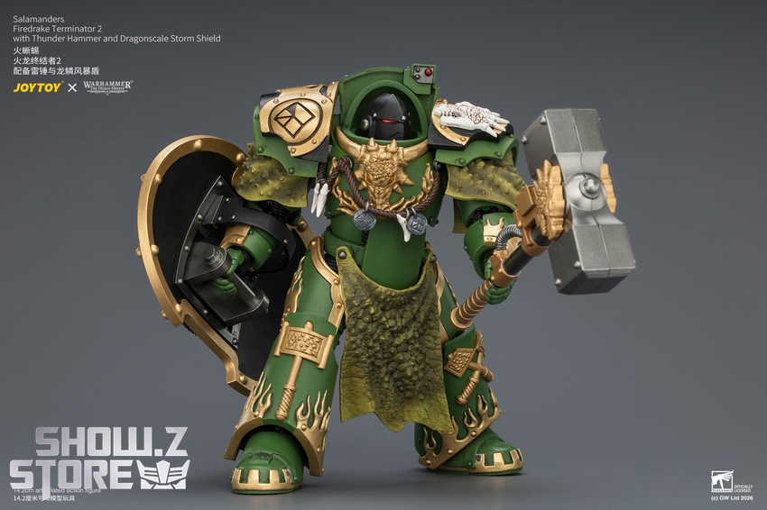 JoyToy JT04636 1/18 Warhammer The Horus Heresy Salamanders Firedrake Terminator 2 with Thunder Hammer and Dragonscale Storm Shield - View 8 JoyToy JT04636 1/18 Warhammer The Horus Heresy Salamanders Firedrake Terminator 2 with Thunder Hammer and Dragonscale Storm Shield - View 8