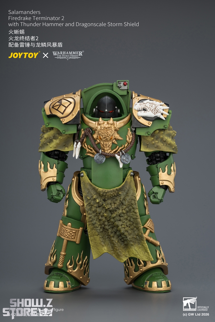JoyToy JT04636 1/18 Warhammer The Horus Heresy Salamanders Firedrake Terminator 2 with Thunder Hammer and Dragonscale Storm Shield - View 1 JoyToy JT04636 1/18 Warhammer The Horus Heresy Salamanders Firedrake Terminator 2 with Thunder Hammer and Dragonscale Storm Shield - View 1