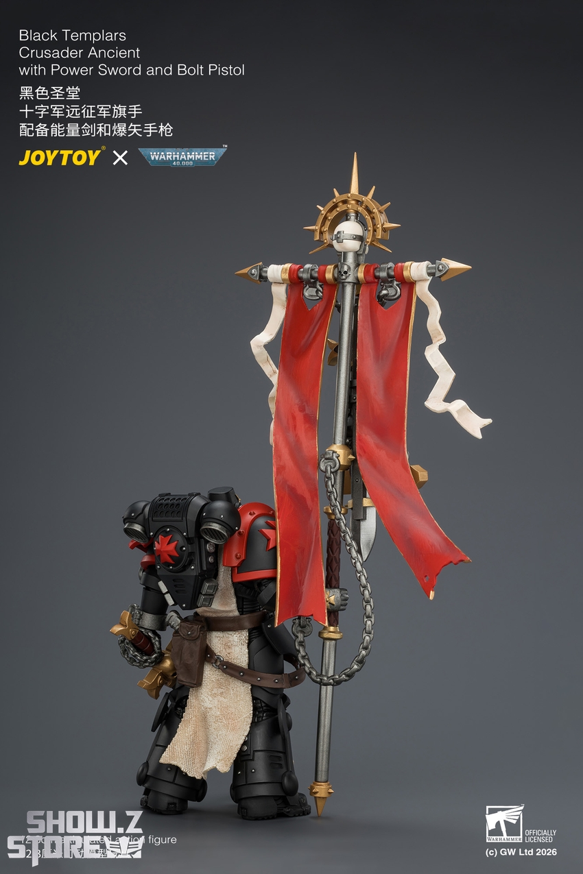 JoyToy JT04735 1/18 Warhammer 40k Black Templars Crusader Ancient with Power Sword and Bolt Pistol - View 4 JoyToy JT04735 1/18 Warhammer 40k Black Templars Crusader Ancient with Power Sword and Bolt Pistol - View 4