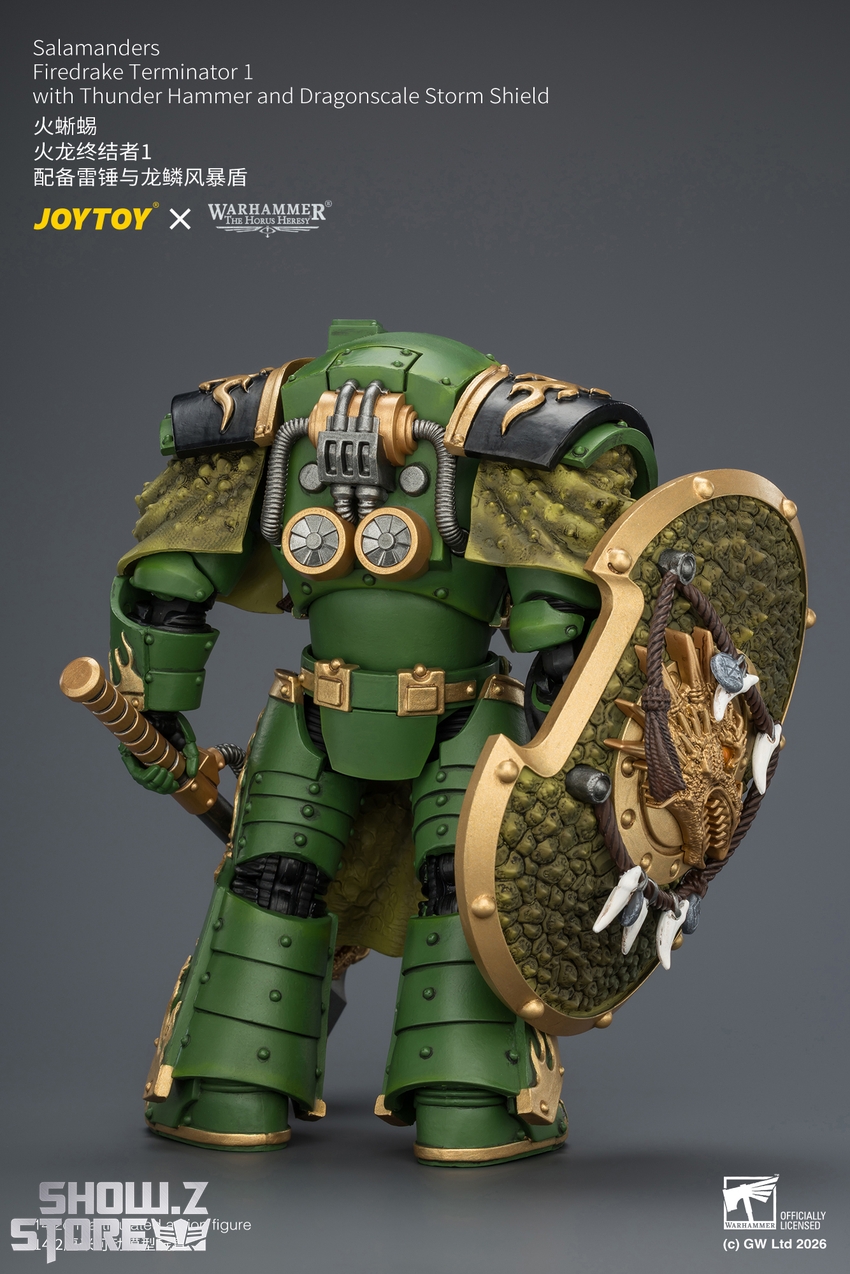 JoyToy JT04629 1/18 Warhammer The Horus Heresy Salamanders Firedrake Terminator 1 with Thunder Hammer and Dragonscale Storm Shield - View 4 JoyToy JT04629 1/18 Warhammer The Horus Heresy Salamanders Firedrake Terminator 1 with Thunder Hammer and Dragonscale Storm Shield - View 4