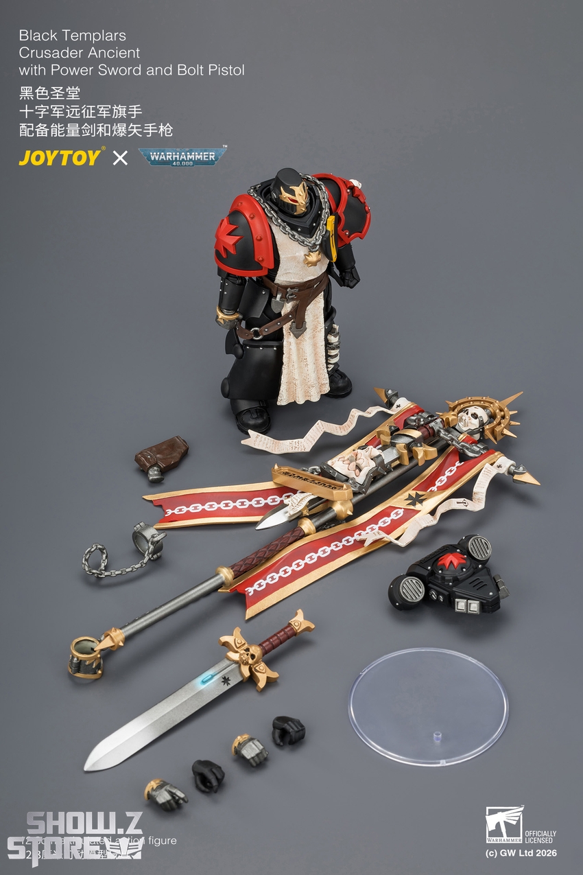 JoyToy JT04735 1/18 Warhammer 40k Black Templars Crusader Ancient with Power Sword and Bolt Pistol - View 10 JoyToy JT04735 1/18 Warhammer 40k Black Templars Crusader Ancient with Power Sword and Bolt Pistol - View 10