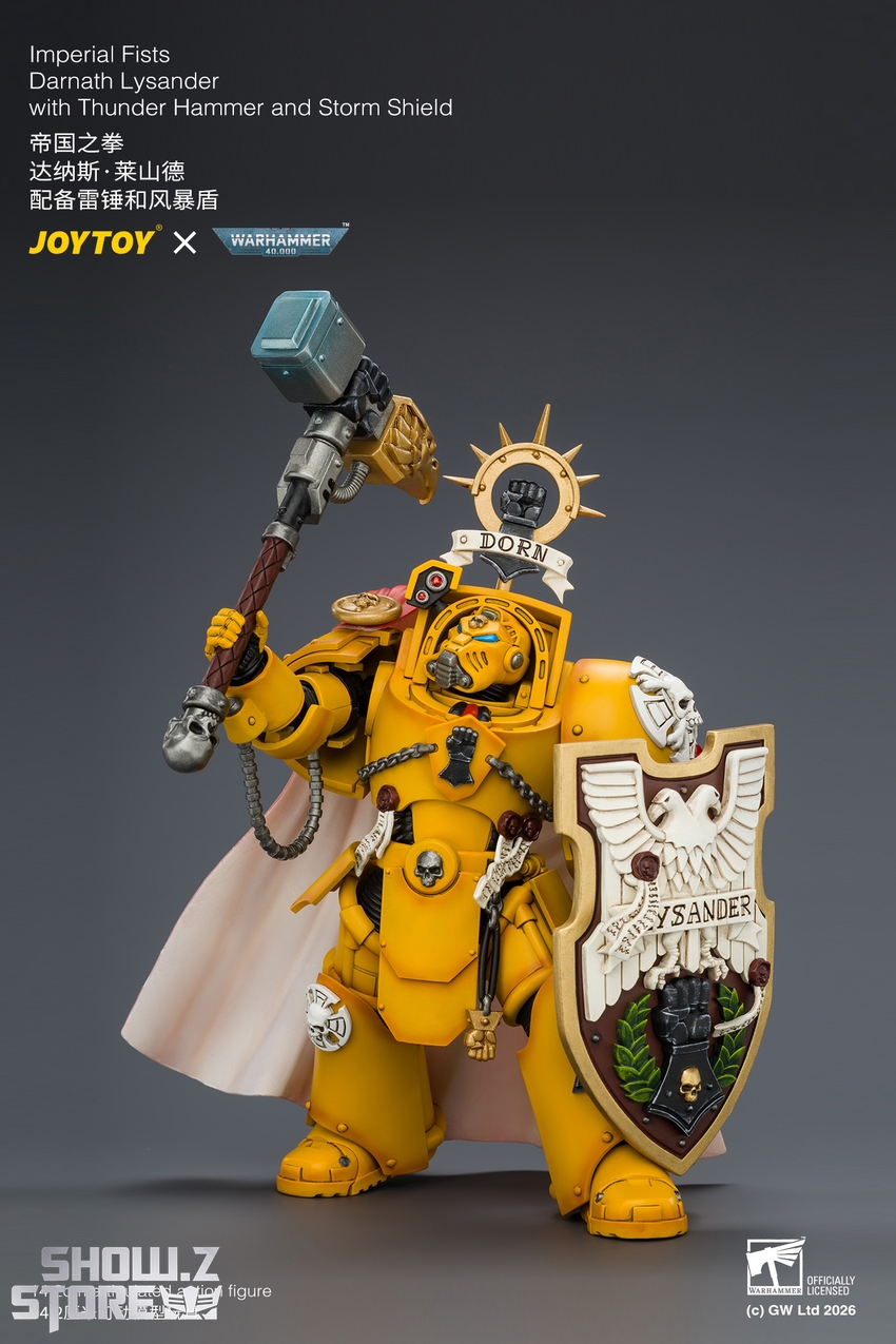 JoyToy JT04896 1/18 Warhammer 40K Imperial Fists Darnath Lysander with Thunder Hammer and Storm Shield - View 9 JoyToy JT04896 1/18 Warhammer 40K Imperial Fists Darnath Lysander with Thunder Hammer and Storm Shield - View 9