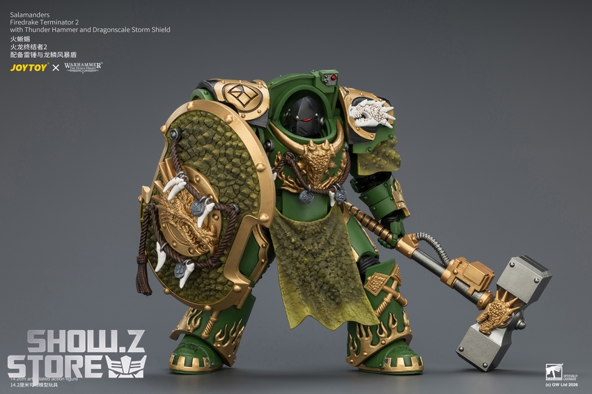 JoyToy JT04636 1/18 Warhammer The Horus Heresy Salamanders Firedrake Terminator 2 with Thunder Hammer and Dragonscale Storm Shield - View 5 JoyToy JT04636 1/18 Warhammer The Horus Heresy Salamanders Firedrake Terminator 2 with Thunder Hammer and Dragonscale Storm Shield - View 5