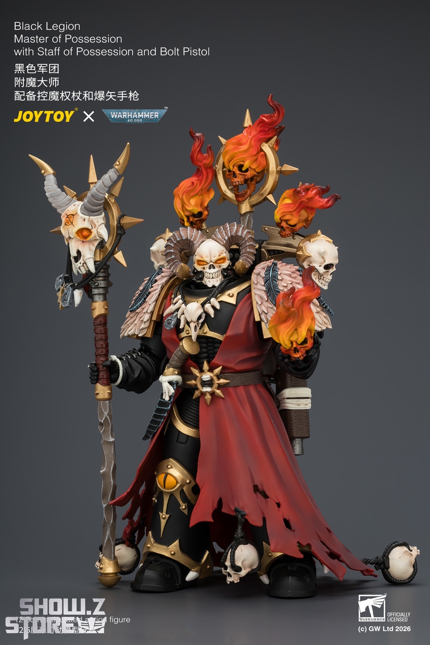 JoyToy JT04759 1/18 Warhammer 40k Black Legion Master of Possession with Staff of Possession and Bolt Pistol - View 3 JoyToy JT04759 1/18 Warhammer 40k Black Legion Master of Possession with Staff of Possession and Bolt Pistol - View 3