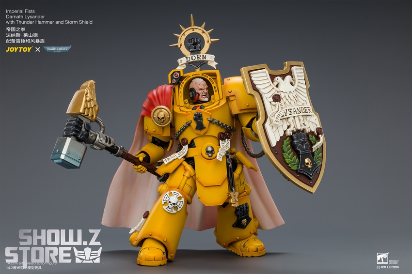 JoyToy JT04896 1/18 Warhammer 40K Imperial Fists Darnath Lysander with Thunder Hammer and Storm Shield - View 5 JoyToy JT04896 1/18 Warhammer 40K Imperial Fists Darnath Lysander with Thunder Hammer and Storm Shield - View 5
