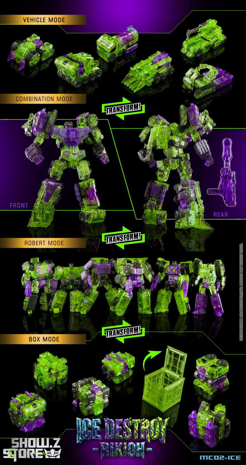 Lucky Cat MC02-ICE Ice Destroy Riki-Oh Devastator Set of 6 Transparent Version - View 6 Lucky Cat MC02-ICE Ice Destroy Riki-Oh Devastator Set of 6 Transparent Version - View 6