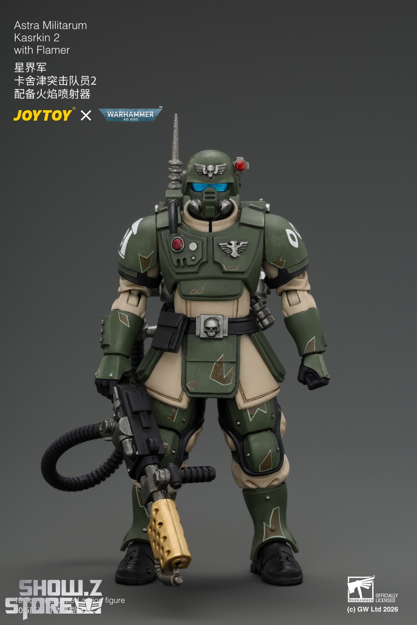 JoyToy JT04940 1/18 Warhammer 40K Astra Militarum Kasrkin 2 with Flamer - View 1 JoyToy JT04940 1/18 Warhammer 40K Astra Militarum Kasrkin 2 with Flamer - View 1