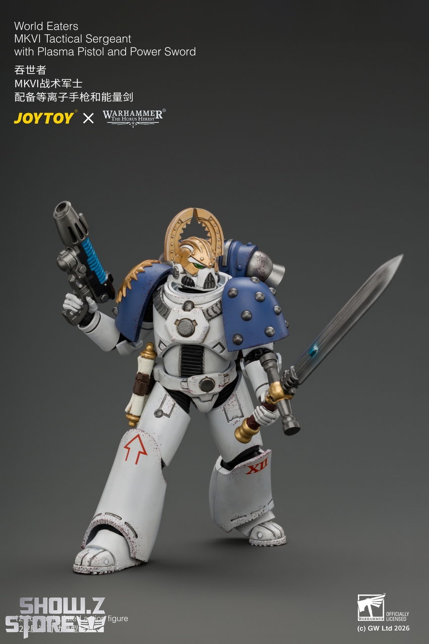 JoyToy JT05145 1/18 Warhammer The Horus Heresy World Eaters MKVI Tactical Sergeant with Plasma Pistol and Power Sword - View 9 JoyToy JT05145 1/18 Warhammer The Horus Heresy World Eaters MKVI Tactical Sergeant with Plasma Pistol and Power Sword - View 9