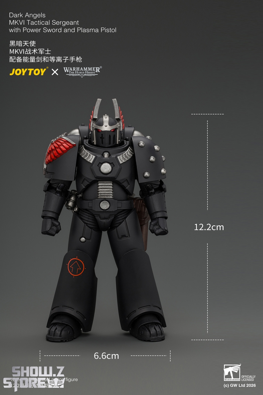 JoyToy JT05138 1/18 Warhammer The Horus Heresy Dark Angels MKVI Tactical Sergeant with Power Sword and Plasma Pistol - View 10 JoyToy JT05138 1/18 Warhammer The Horus Heresy Dark Angels MKVI Tactical Sergeant with Power Sword and Plasma Pistol - View 10