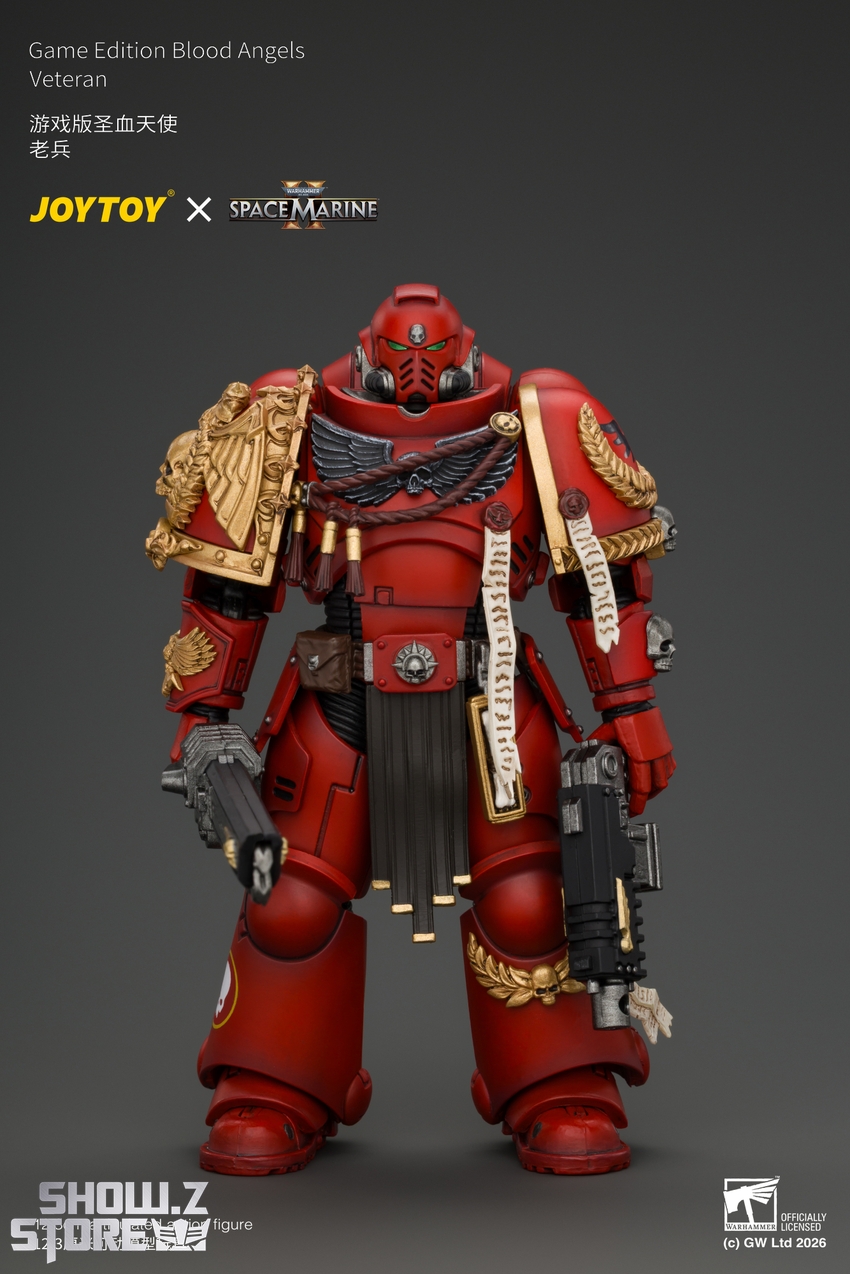 JoyToy JT05305 1/18 Warhammer 40K Game Edition Blood Angels Veteran with Bolt Rifle, Chainsword and Bolt Pistol and Plasma Pistol - View 2 JoyToy JT05305 1/18 Warhammer 40K Game Edition Blood Angels Veteran with Bolt Rifle, Chainsword and Bolt Pistol and Plasma Pistol - View 2