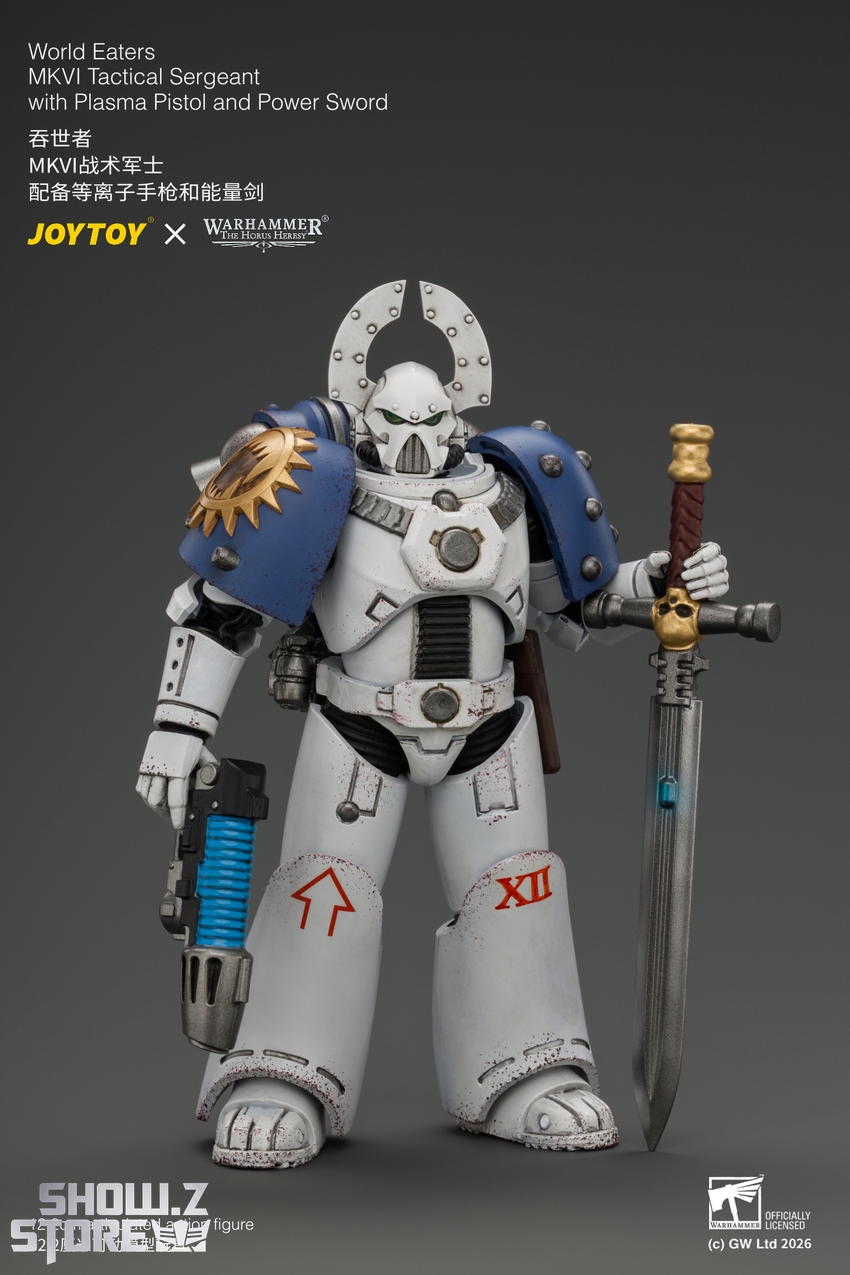 JoyToy JT05145 1/18 Warhammer The Horus Heresy World Eaters MKVI Tactical Sergeant with Plasma Pistol and Power Sword - View 3 JoyToy JT05145 1/18 Warhammer The Horus Heresy World Eaters MKVI Tactical Sergeant with Plasma Pistol and Power Sword - View 3