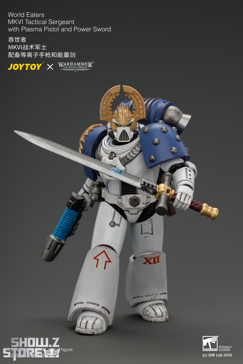 JoyToy JT05145 1/18 Warhammer The Horus Heresy World Eaters MKVI Tactical Sergeant with Plasma Pistol and Power Sword - View 7 JoyToy JT05145 1/18 Warhammer The Horus Heresy World Eaters MKVI Tactical Sergeant with Plasma Pistol and Power Sword - View 7