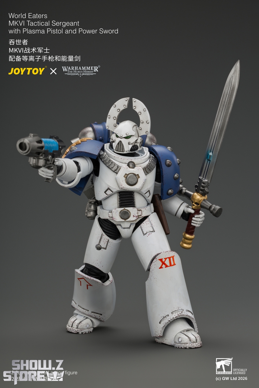 JoyToy JT05145 1/18 Warhammer The Horus Heresy World Eaters MKVI Tactical Sergeant with Plasma Pistol and Power Sword - View 5 JoyToy JT05145 1/18 Warhammer The Horus Heresy World Eaters MKVI Tactical Sergeant with Plasma Pistol and Power Sword - View 5
