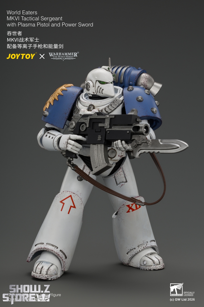 JoyToy JT05145 1/18 Warhammer The Horus Heresy World Eaters MKVI Tactical Sergeant with Plasma Pistol and Power Sword - View 8 JoyToy JT05145 1/18 Warhammer The Horus Heresy World Eaters MKVI Tactical Sergeant with Plasma Pistol and Power Sword - View 8