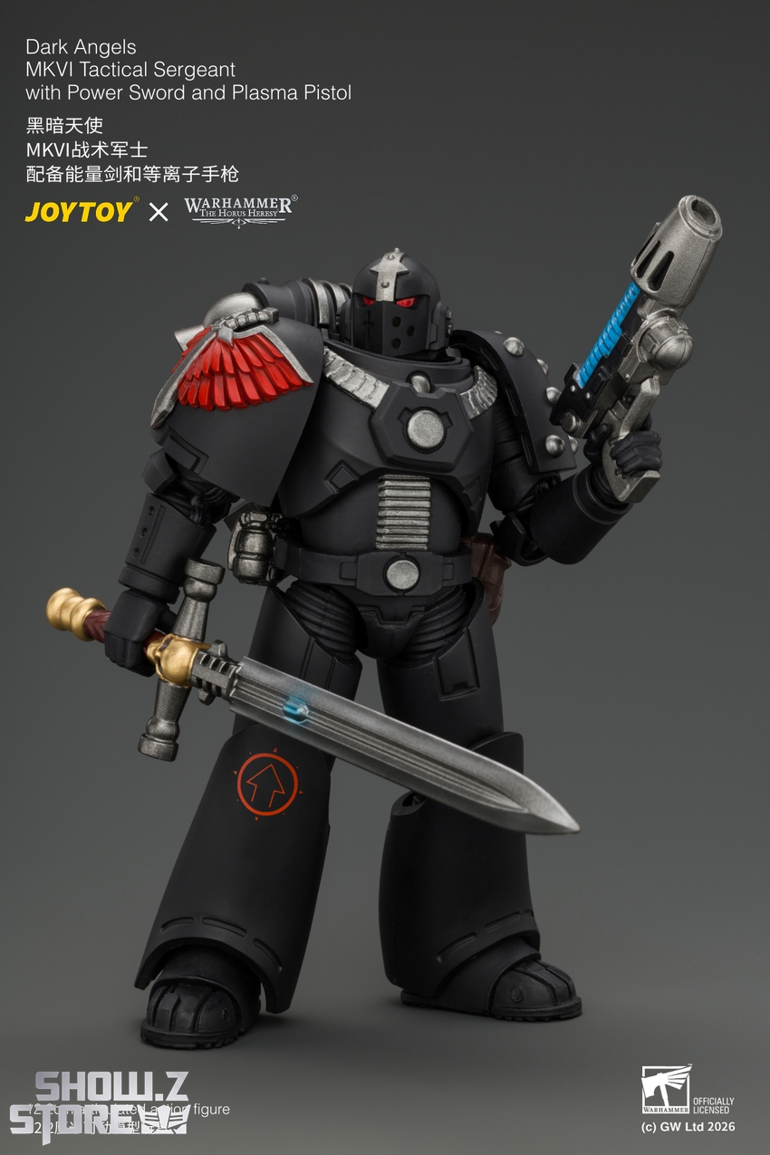 JoyToy JT05138 1/18 Warhammer The Horus Heresy Dark Angels MKVI Tactical Sergeant with Power Sword and Plasma Pistol - View 3 JoyToy JT05138 1/18 Warhammer The Horus Heresy Dark Angels MKVI Tactical Sergeant with Power Sword and Plasma Pistol - View 3