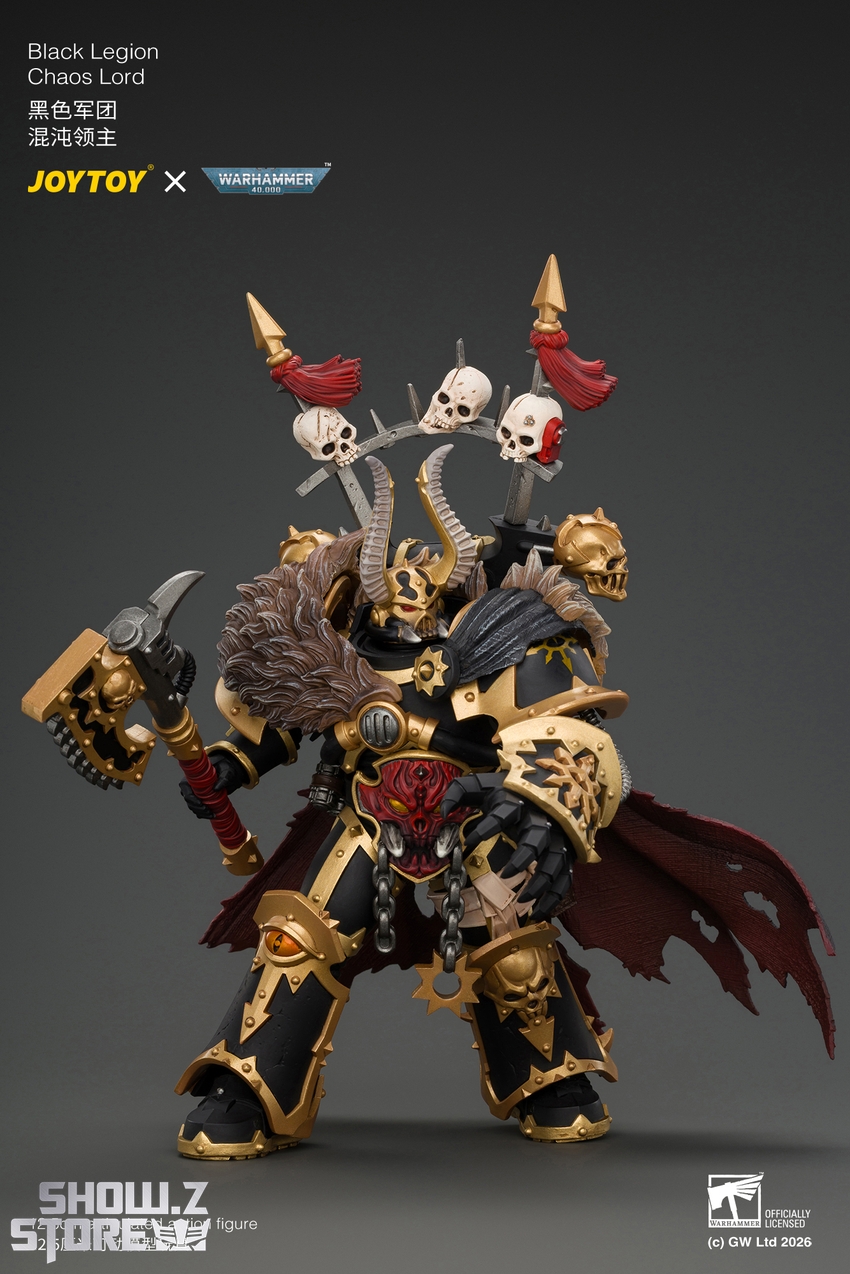 JoyToy JT05046 1/18 Warhammer 40K Black Legion Chaos Lord with Power Fist, Plasma Pistol and Astartes Chainblade - View 4 JoyToy JT05046 1/18 Warhammer 40K Black Legion Chaos Lord with Power Fist, Plasma Pistol and Astartes Chainblade - View 4