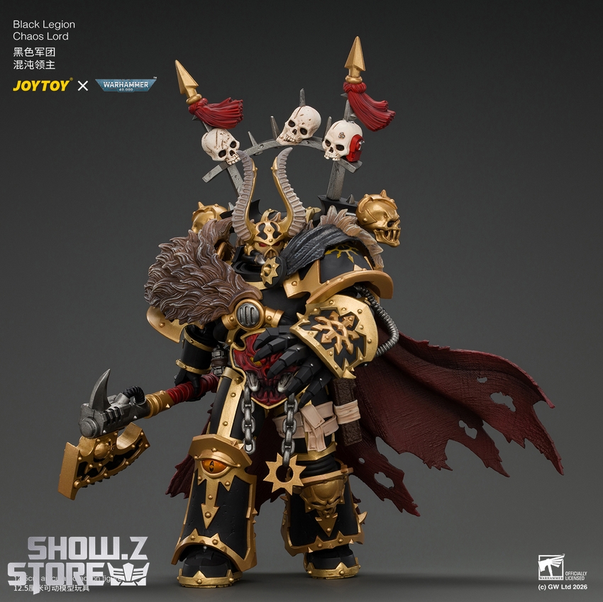 JoyToy JT05046 1/18 Warhammer 40K Black Legion Chaos Lord with Power Fist, Plasma Pistol and Astartes Chainblade - View 7 JoyToy JT05046 1/18 Warhammer 40K Black Legion Chaos Lord with Power Fist, Plasma Pistol and Astartes Chainblade - View 7