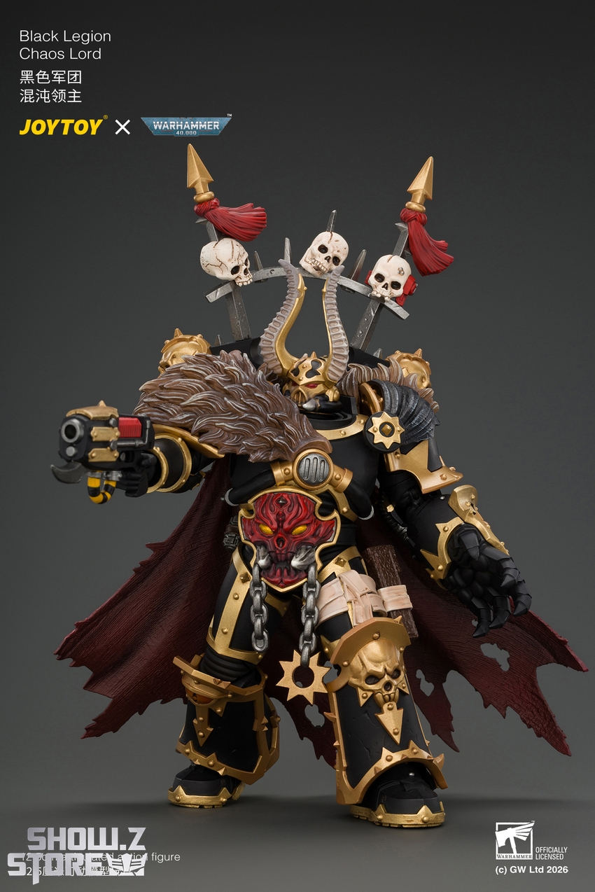 JoyToy JT05046 1/18 Warhammer 40K Black Legion Chaos Lord with Power Fist, Plasma Pistol and Astartes Chainblade - View 8 JoyToy JT05046 1/18 Warhammer 40K Black Legion Chaos Lord with Power Fist, Plasma Pistol and Astartes Chainblade - View 8