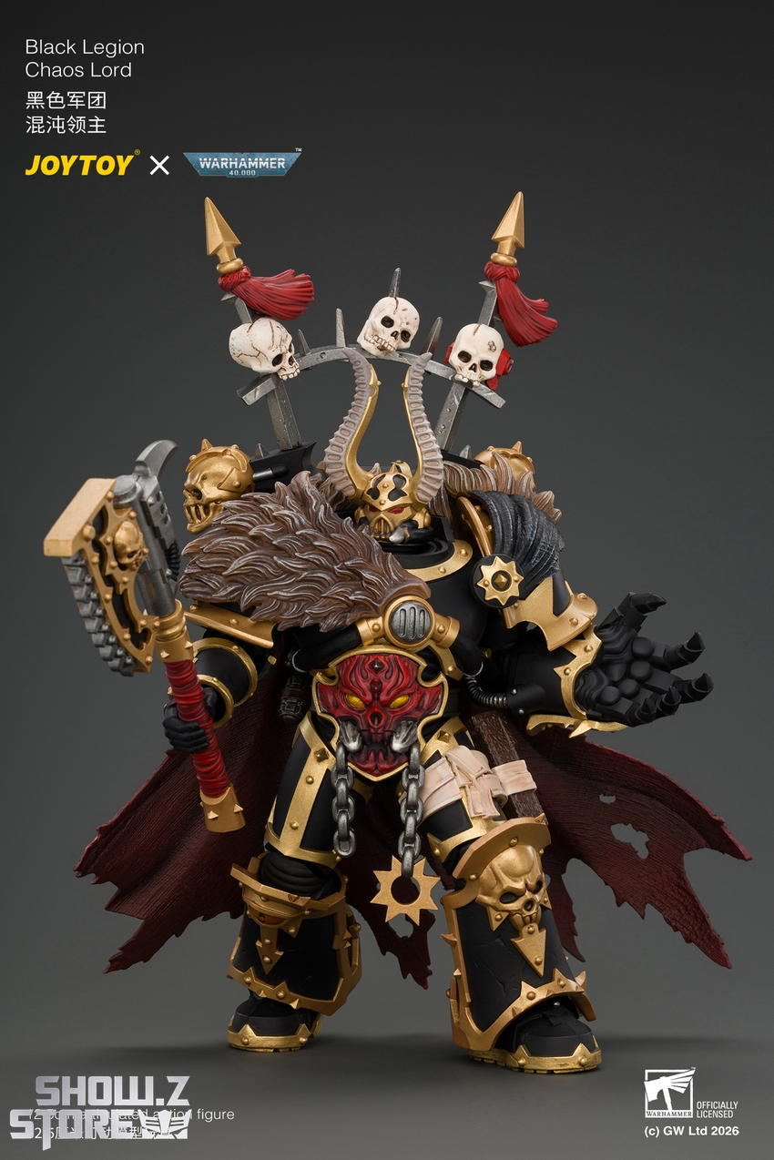 JoyToy JT05046 1/18 Warhammer 40K Black Legion Chaos Lord with Power Fist, Plasma Pistol and Astartes Chainblade - View 6 JoyToy JT05046 1/18 Warhammer 40K Black Legion Chaos Lord with Power Fist, Plasma Pistol and Astartes Chainblade - View 6