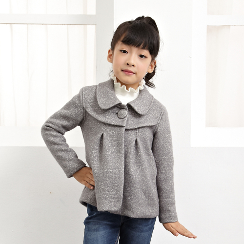 Girls latest design short long sleeve turn-down collar coat with ruffles